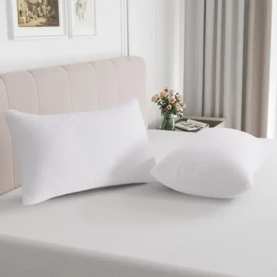 Twolike 2-Pack Shredded Memory Foam Adjustable Bed Pillows with Washable Removable Cover, Perfect for All Sleepers image {1}