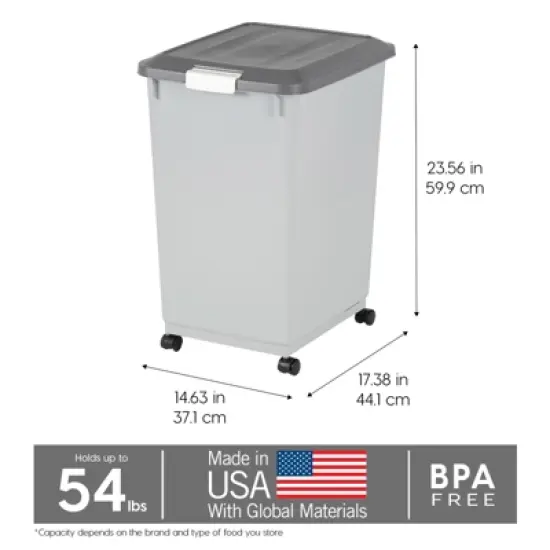 IRIS USA Dog Food Storage Container with Wheels, 2-Cup Scoop, Gray/Dark Gray image {12}