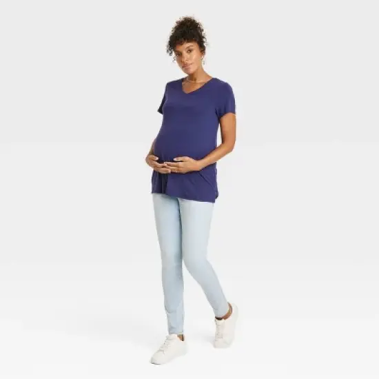 Over Belly Skinny Maternity Jeans - Isabel Maternity by Ingrid & Isabel&trade; Light Wash image {2}