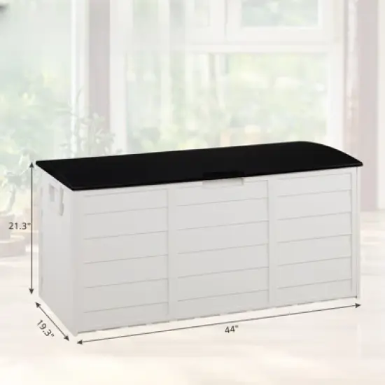 DSVIMOY 75gal Lockable Outdoor Garden Plastic Storage Deck Box for Tools Cushions Toys image {2}