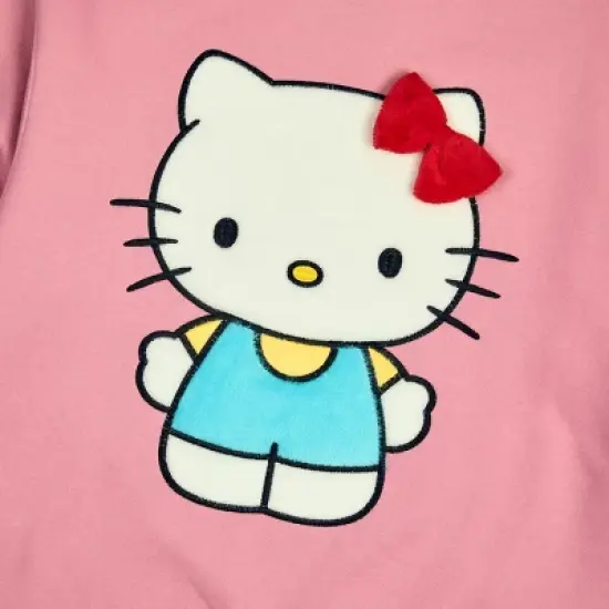 Hello Kitty Big Face Plush Character Women's Pink Crew Neck Long Sleeve Oversized Fleece Sweatshirt image {6}