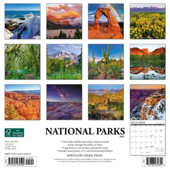 Willow Creek Press 2024 Wall Calendar 12"x12" National Parks image {1}
