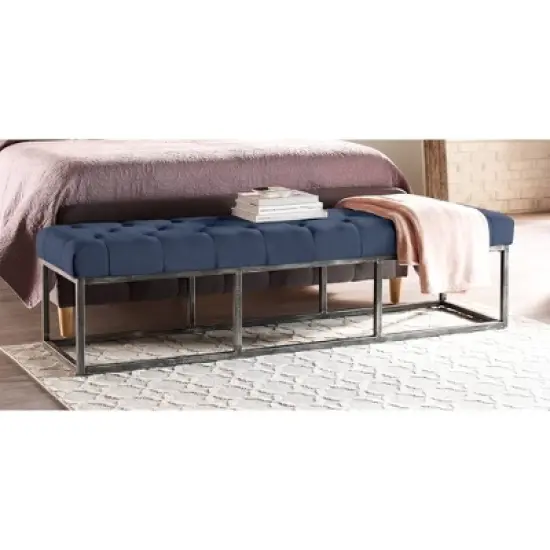 Danes Tufted Bench with Iron Legs - Finch image {1}