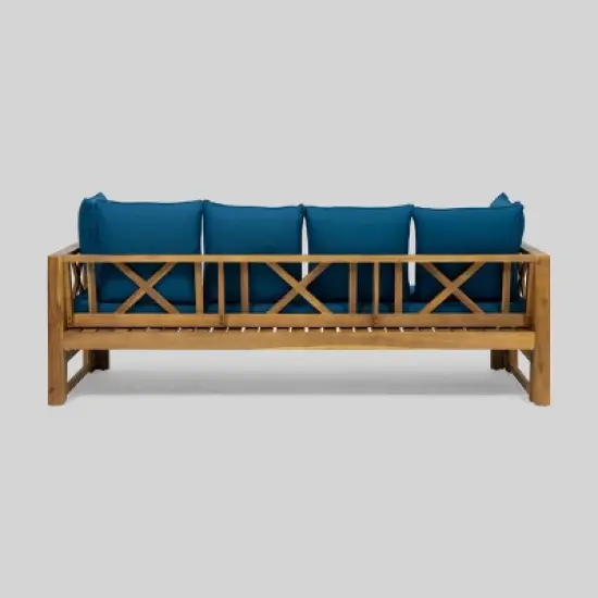 Long Beach Acacia Wood Extendable Patio Daybed Sofa Teak - Christopher Knight Home image {5}
