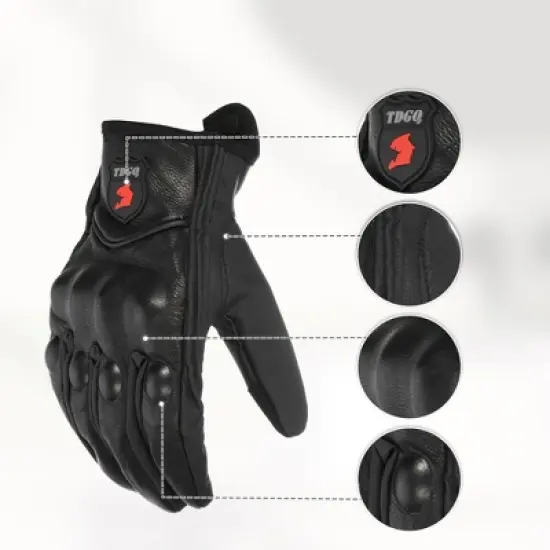 Unique Bargains Leather Cycling Riding Gloves Black 1 Pair image {3}