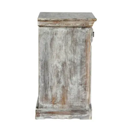 Tijeras Handcrafted Boho Mango Wood Nightstand Distressed White - Christopher Knight Home image {4}