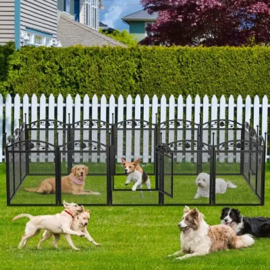 8 Panels Heavy Duty Metal Dog Playpen Pen Pet Whelping Playpen Cage with Waterproof Fertility Mat for Indoor Outdoor Garden Puppy Play Exercise image {1}