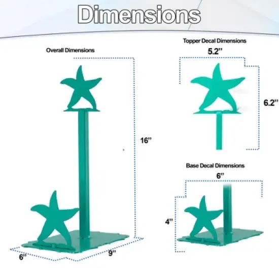 5 Star Super Deals Coastal Starfish Paper Towel Holder &ndash; Decorative Teal Kitchen Paper Roll Stand Accessory with Durable Metal Build and Stable Base image {3}