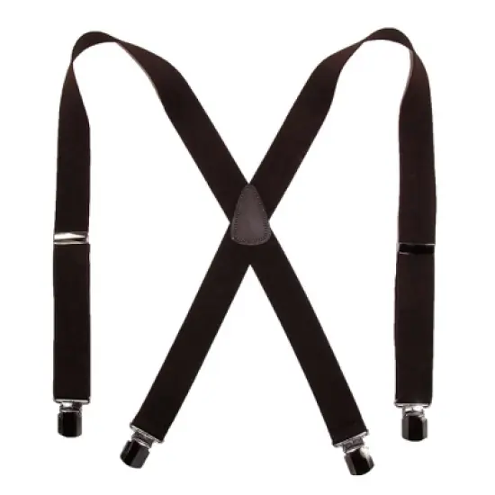 CTM Men's Elastic with Anti Slip Pin Clip 1 1/2 Inch Solid Suspenders image {3}