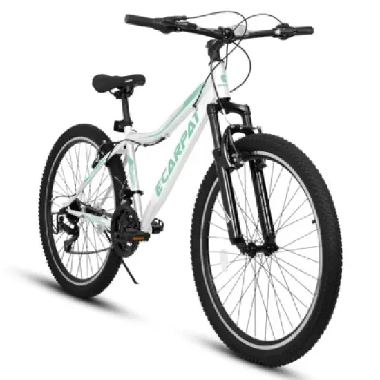 DSVIMOY 26 Inch Mountain Bike, 21-Speed, Front Suspension, Mountain Bike for Teenagers Girls Women, White, 69"*27"*39" image {1}