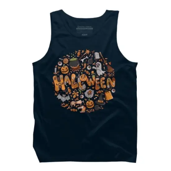 Men's Design By Humans happy halloween greeting holiday illustration By ghinan Tank Top image {5}
