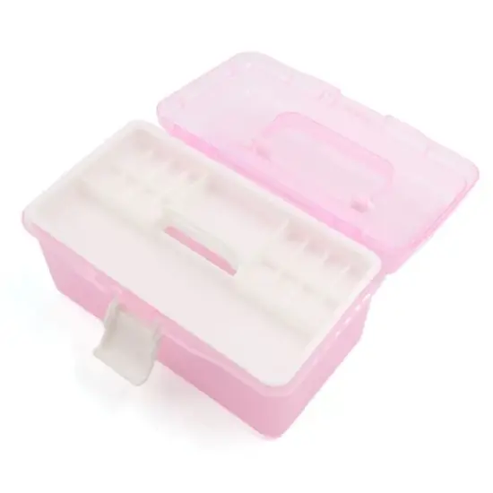 Unique Bargains Pink Multifunction Empty Nail Art Makeup Cosmetic Tool Container Storage Box image {1}
