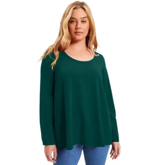 June + Vie by Roaman's Women&rsquo;s Plus Size Long-Sleeve Swing One + Only Tee image {17}