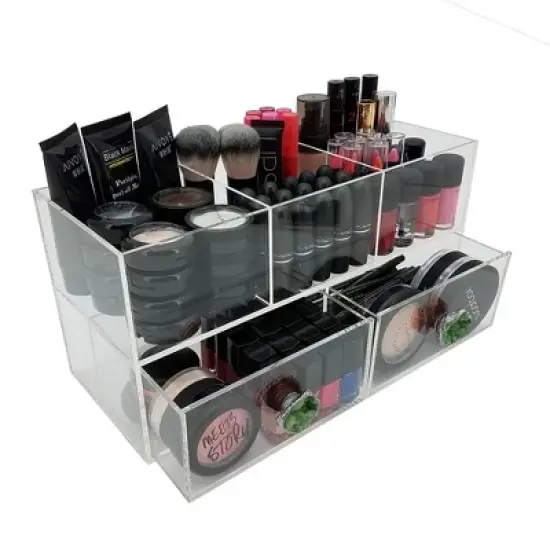 OnDisplay Andrea Deluxe Acrylic Cosmetic/Jewelry Organization Station w/Geode knobs image {3}