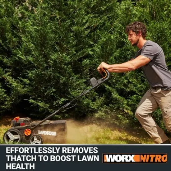 Worx Nitro WG855 40V Power Share Brushless 14&rdquo; Cordless Dethatcher (Batteries & Charger Included) image {2}