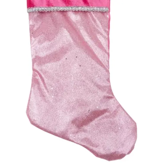 Northlight 21" Pink and Silver Glittered Princess Christmas Stocking with Cuff image {3}