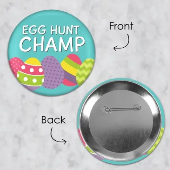 Big Dot of Happiness Hippity Hoppity - 3 inch Easter Bunny Party Badge - Pinback Buttons - Set of 8 image {6}