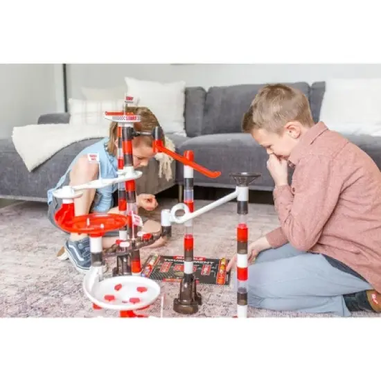 Marble Genius Marble Run Racing Set: 125-Piece Marble Run Racing Set Toys for Kids, Maze Tower Building Blocks, Marble Race Track Rolling Game, Racing image {1}