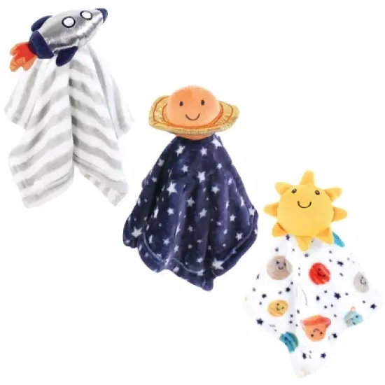 Hudson Baby Animal Face Security Blanket, Happy Planets 3-Pack, One Size image {5}