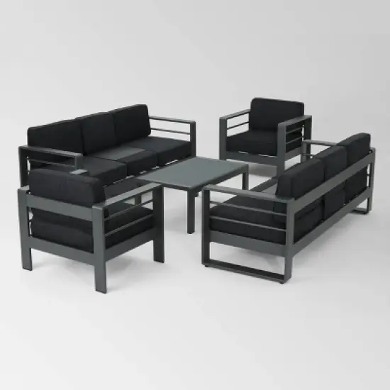 Cape Coral 5pc Aluminum Chat Set: Weather-Resistant, Modern Design - Christopher Knight Home image {1}