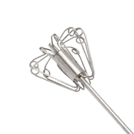 Unique Bargains 12" Semi-Automatic Loop Whisk Dishwasher Safe Stainless Steel Light Blue Silver Tone image {2}