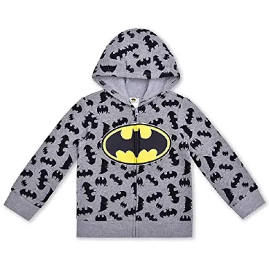 Warner Bros Boy's Batman 3 Pack Casual Active Wear Coordinates, Zip Up Hoodie, Shirt, and Sports Pants Set for toddler image {5}