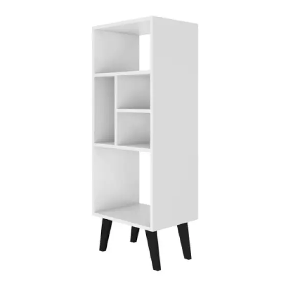 42.32" Mid-High Warren Bookshelf White/Black - Manhattan Comfort image {1}