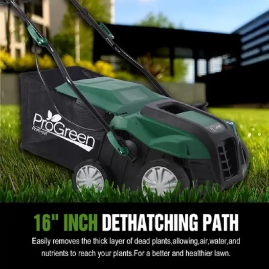 Garden Scarifier 2-in-1 Electric Dethatcher Scarifier With Removable Collection Bag Electric Lawn Dethatcher,abstract,green,40.2in,3.35ft image {1}