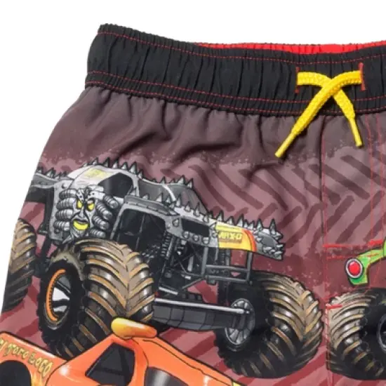 Monster Jam Maximum Destruction Megalodon Grave Digger El Toro Loco Swim Trunks Bathing Suit Little Kid  image {4}
