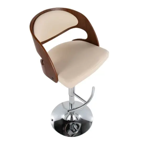 Set of 2 Pino Upholstered Barstools Cream/Walnut - Lumisource image {6}