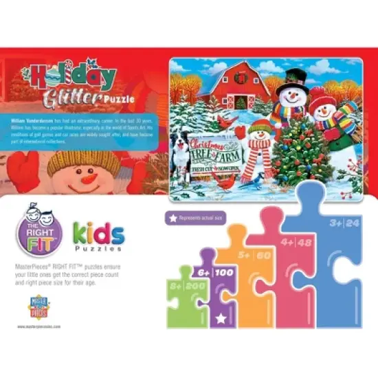MasterPieces 100 Piece Glitter Christmas Jigsaw Puzzle - On the Tree Farm image {3}