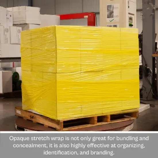 PSBM 4 Rolls Dark Yellow 18" x 1500 Ft. 80 Gauge Cast Hand Pallet Stretch Wrap image {2}