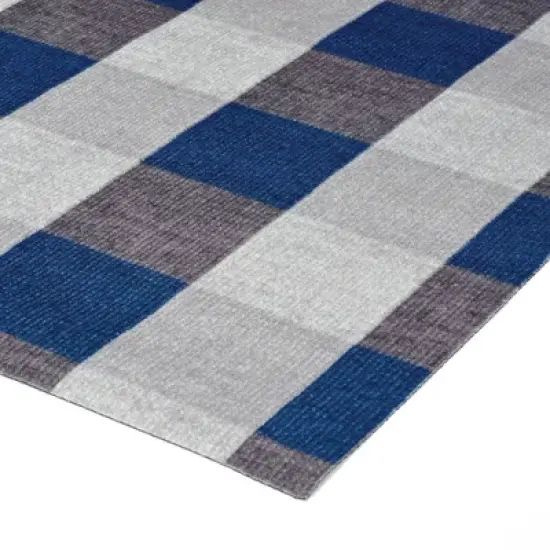 6' x 8' Gingham Outdoor Rug Blue/White - Foss Floors image {1}