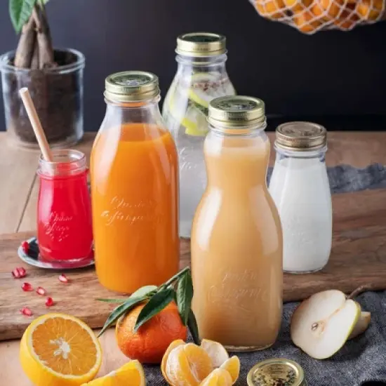 Bormioli Rocco Quattro Stagioni Bottles - 33.75 Oz Glass Jars with Airtight Twist Lids for Pantry Storage - Made in Italy (Set of 2) image {4}