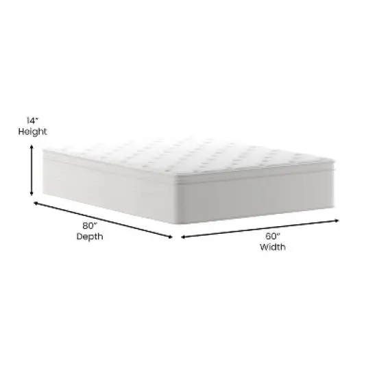 Merrick Lane 14" Premium Comfort Euro Top Hybrid Pocket Spring and Memory Foam Mattress in a Box with Reinforced Edge Support image {7}