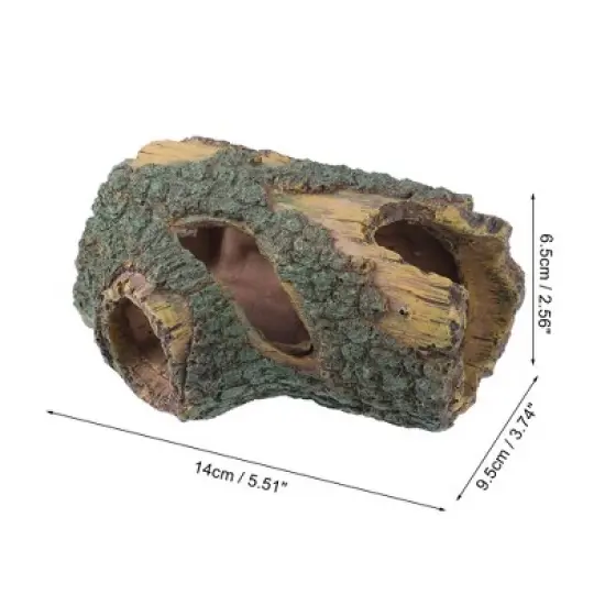 Unique Bargains Aquarium Decorations Hollow Tree Trunk Ornament Resin Fish Accessories Brown Green 1 Pcs image {3}