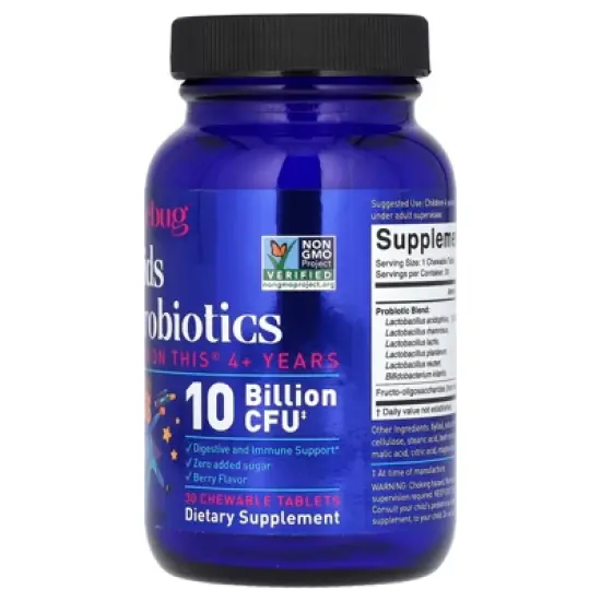LoveBug Probiotics Kids Probiotics, 4+ Years, Berry, 10 Billion CFU, 30 Chewable Tablets image {3}