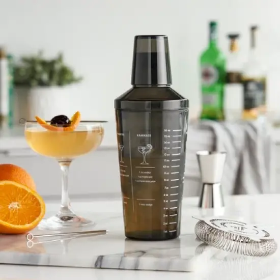 True Smoke Recipe Shaker, Tinted Plastic Cocktail Shaker, Includes 7 Drink Recipes with Measurements, Gray Finish image {4}