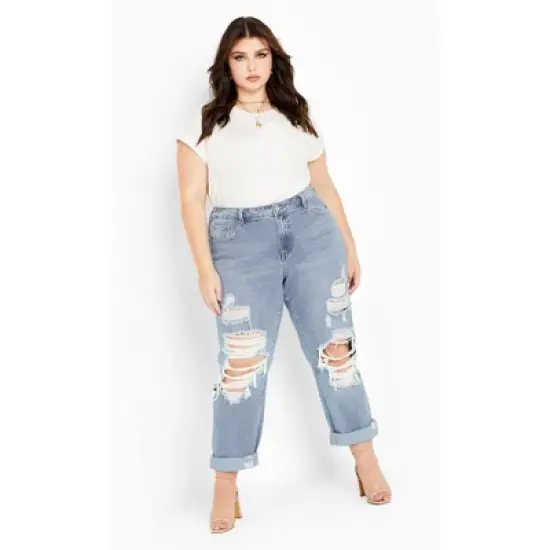 Women's Plus Size Hannah Rip Jean - Light Wash | CITY CHIC image {2}