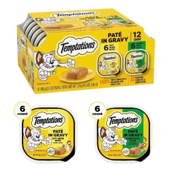 Temptations Pate in Gravy Seafood and Chicken Flavor Wet Cat Food - 12ct image {6}