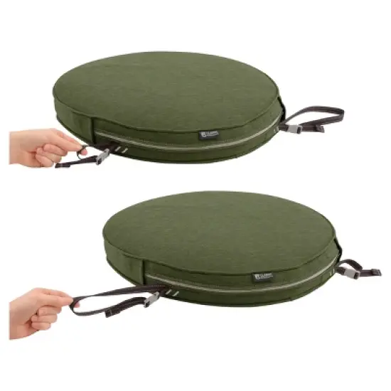 Montlake Fadesafe Round Patio Dining Seat Cushion Set - Heather Fern Green - Classic Accessories image {5}