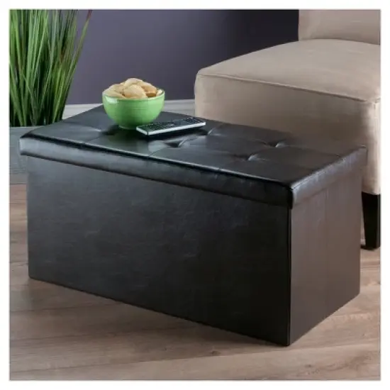 Ashford Ottoman with Accent Stools - Faux Leather - Espresso - Winsome image {4}