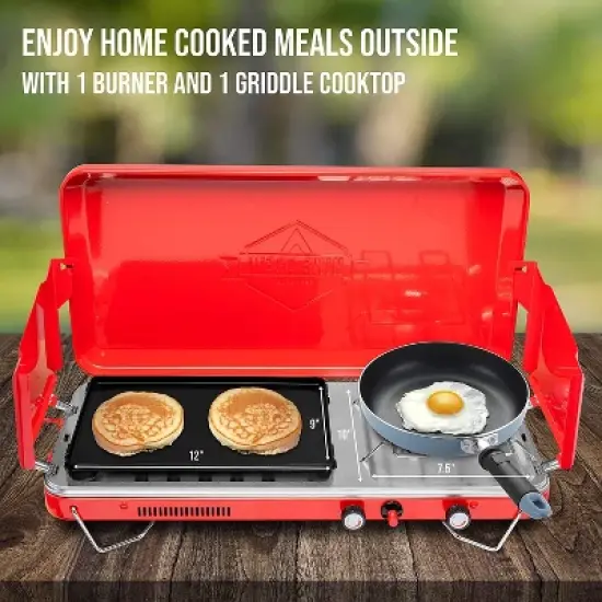 Hike Crew 2-in-1 Portable Gas Camping Stove/Grill with Griddle image {3}
