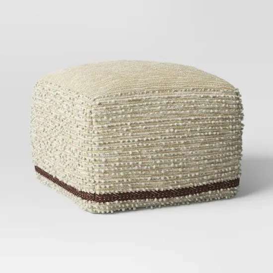 Branchville Square Pouf Cream Boucle - Threshold&trade;: Transitional Style, No Assembly, Cotton & Wool Blend image {1}