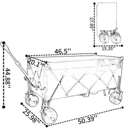 SKRAN Heavy-Duty Foldable Utility Wagon with 7" All-Terrain Wheels,480lbs Capacity,Stable Frame,Space-Saving Fold ,for Camping,Beach,Shopping image {2}