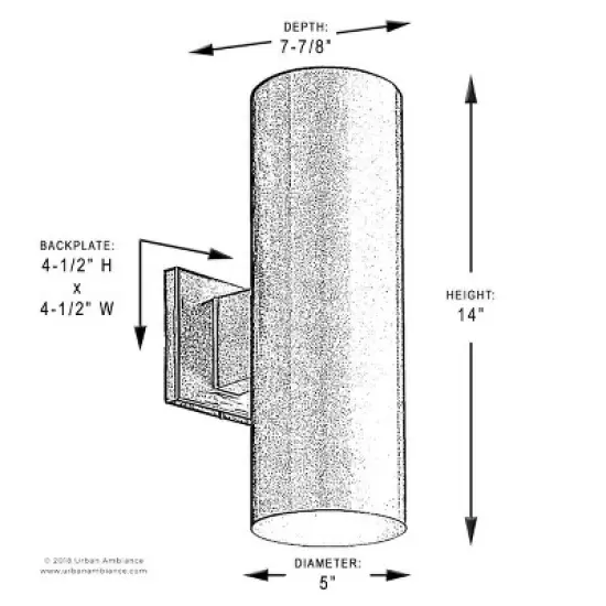 Urban Ambiance Luxury Contemporary Outdoor Wall Light,  14"H x 5"W,  Midnight Black Finish, UHP1062 image {5}
