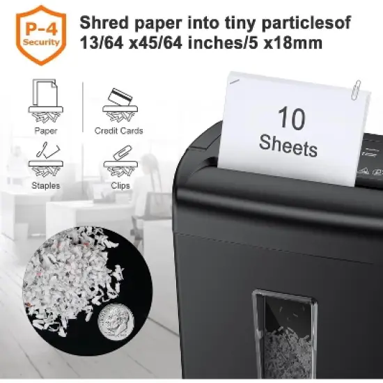 Bonsaii 10-Sheet Cross Cut Paper Shredder, 5.5 Gal Wastebasket with Transparent Window, P4 Security Level image {1}