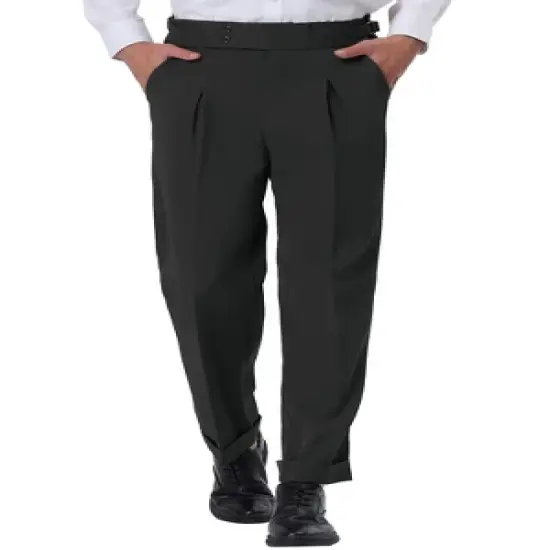 Lars Amadeus Men's Expandable Waist Stretch Pleated Front Dress Trousers image {5}