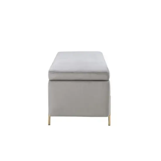 Simple Relax Velvet Storage Bench with Metal Legs in Gray image {3}