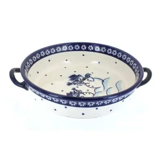 Blue Rose Polish Pottery 1455 Zaklady Round Casserole with Handles image {4}